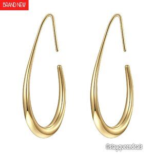 Large Teardrop Hoop Earrings 14k Gold Plated Hypoallergenic Statement Jewelry